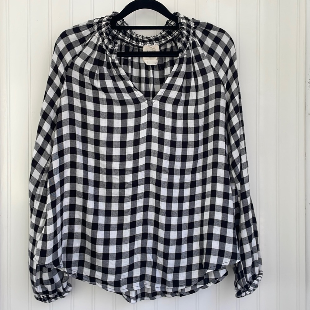 Francesca’s Harper Heritage NWT black white buffalo‎ plaid long sleeve top S
